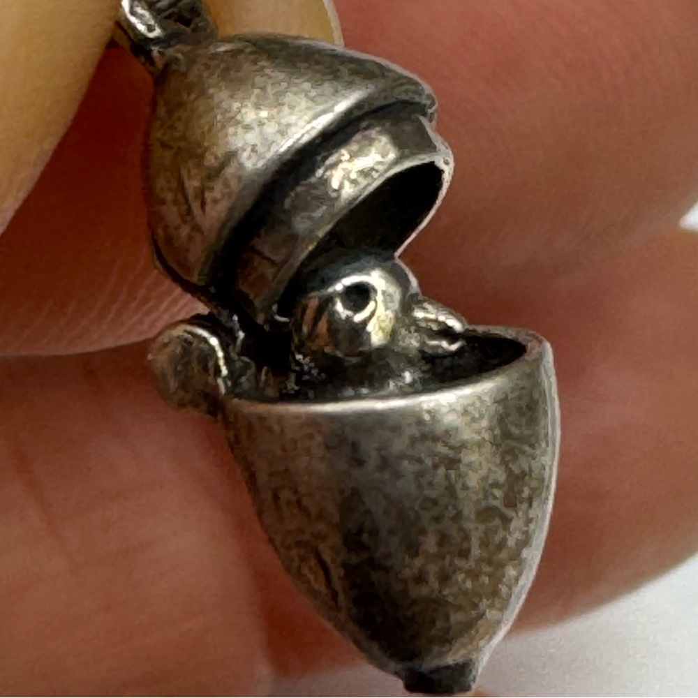 Beautiful patina egg hatching duck Charm Pendant - Picture 2 of 4